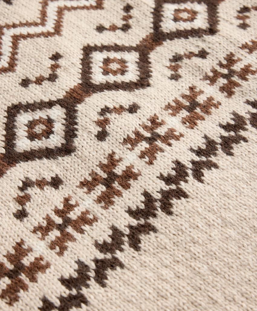 Джемпер с высоким воротником из жаккардового вязаного полотна с 10% шерстью