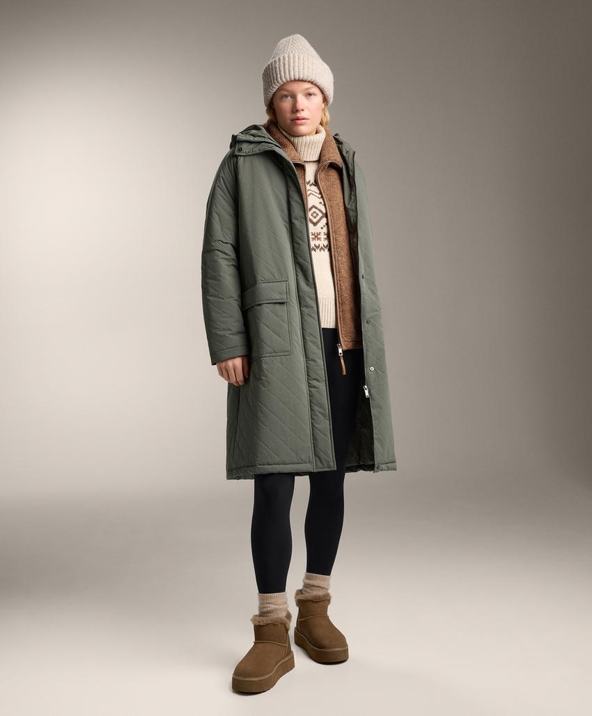 Джемпер с высоким воротником из жаккардового вязаного полотна с 10% шерстью