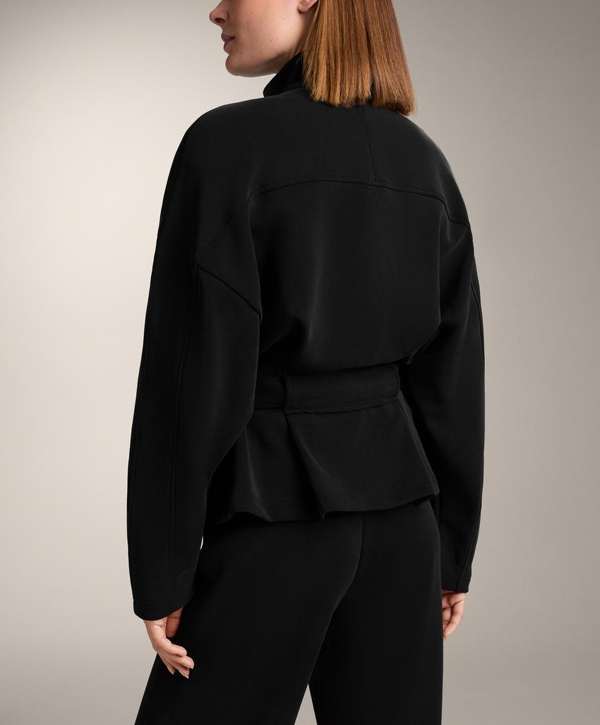 Длинный плащ с поясом из модала с начесом