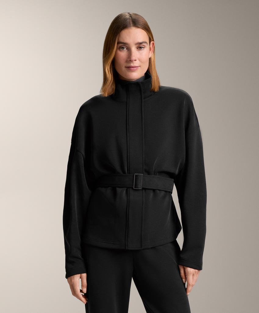 Длинный плащ с поясом из модала с начесом