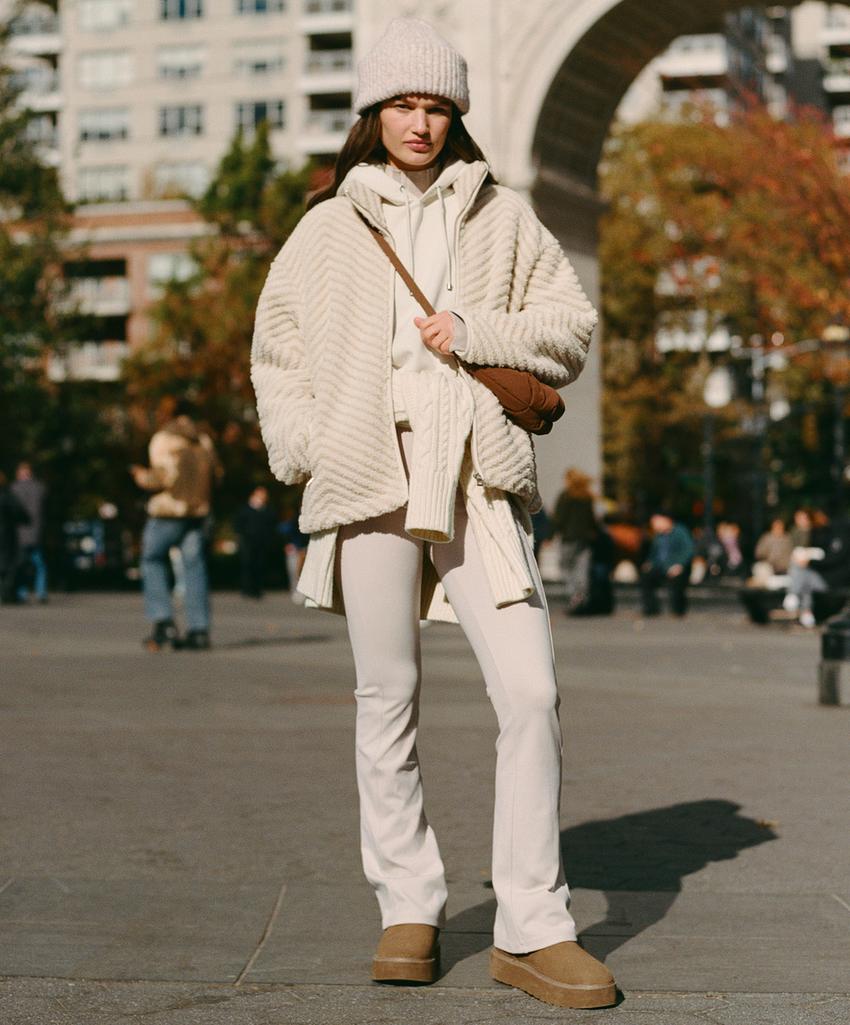 Брюки с высокой талией bootcut без швов супер-теплые