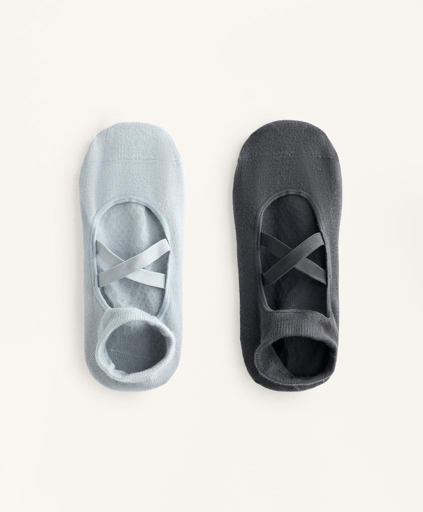 2 пары носков для йоги и пилатеса из хлопкового смесового материала с перекрещивающимися стяжками