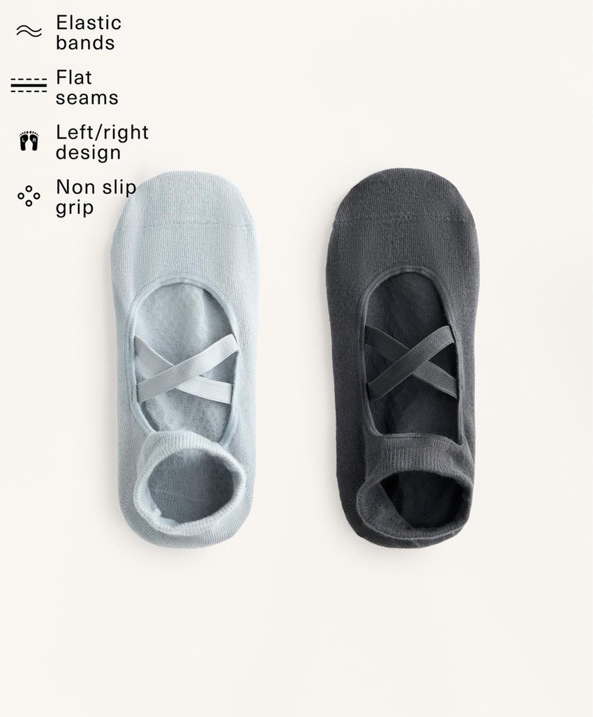 2 пары носков для йоги и пилатеса из хлопкового смесового материала с перекрещивающимися стяжками