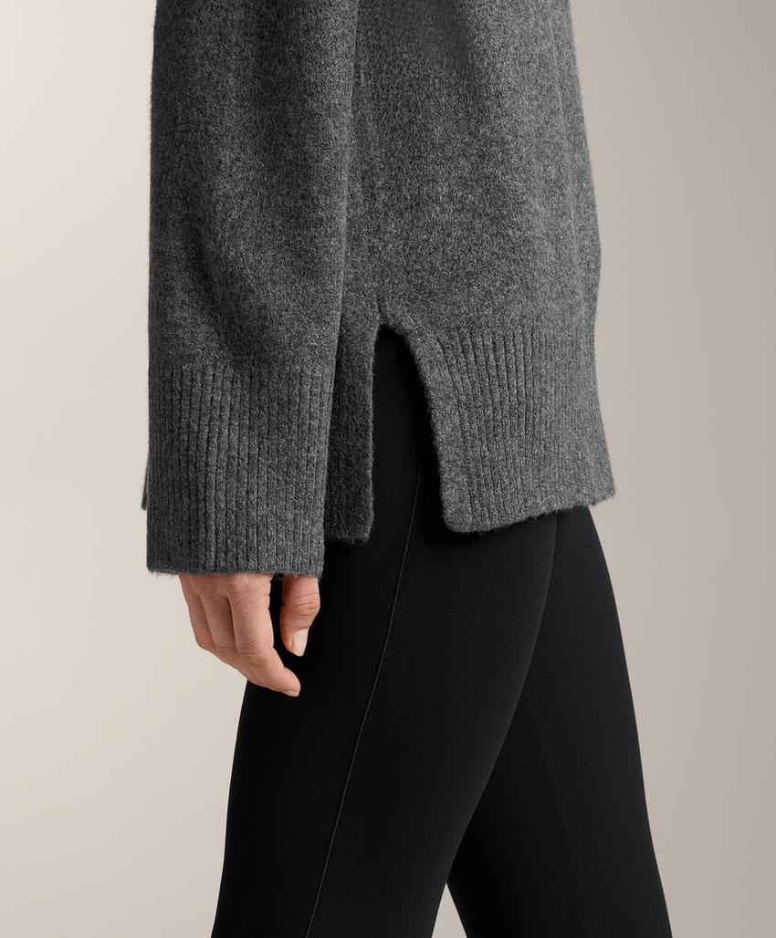 Мягкий свитер с круглым вырезом, цвет асфальтово-серый | 3652/885/845