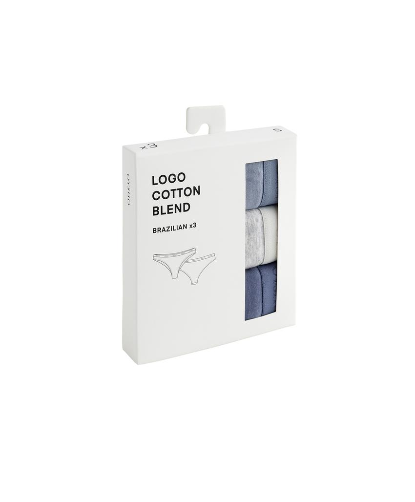 3 хлопковых бразильских трусиков с логотипом