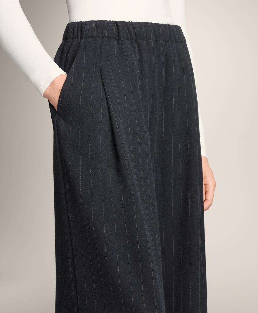 Широкие брюки с притачной полосой в полоску