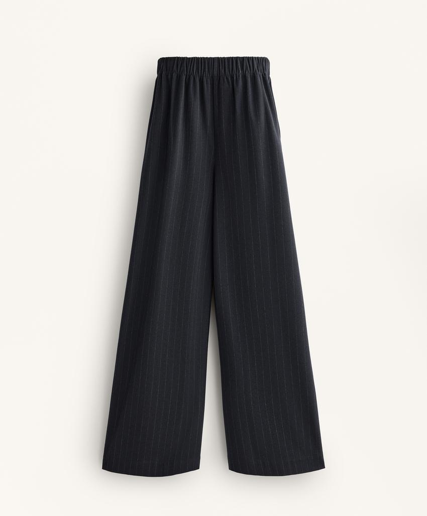 Широкие брюки с притачной полосой в полоску