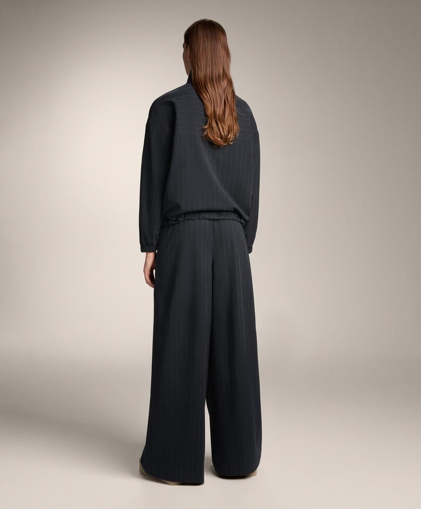 Широкие брюки с притачной полосой в полоску