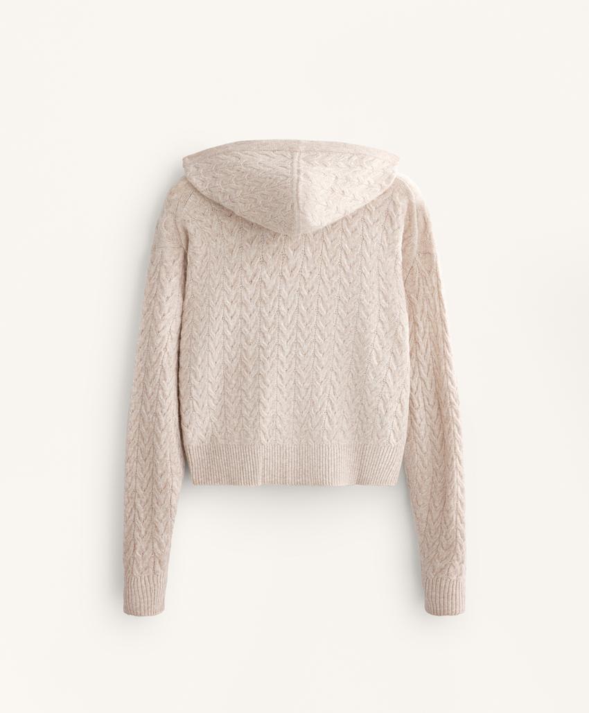 Кардиган с капюшоном из косички