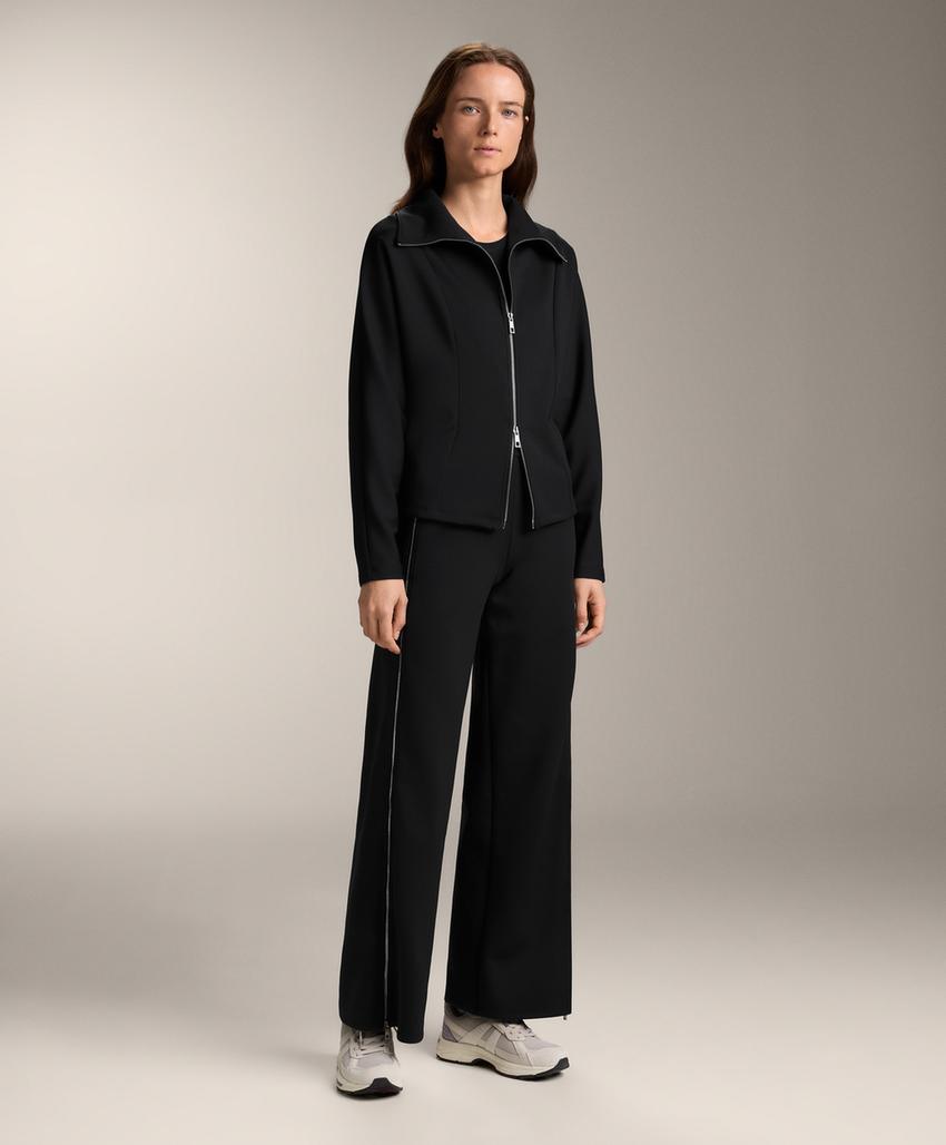 Брюки с высокой талией и полной длиной в эффекте неопрена с молнией