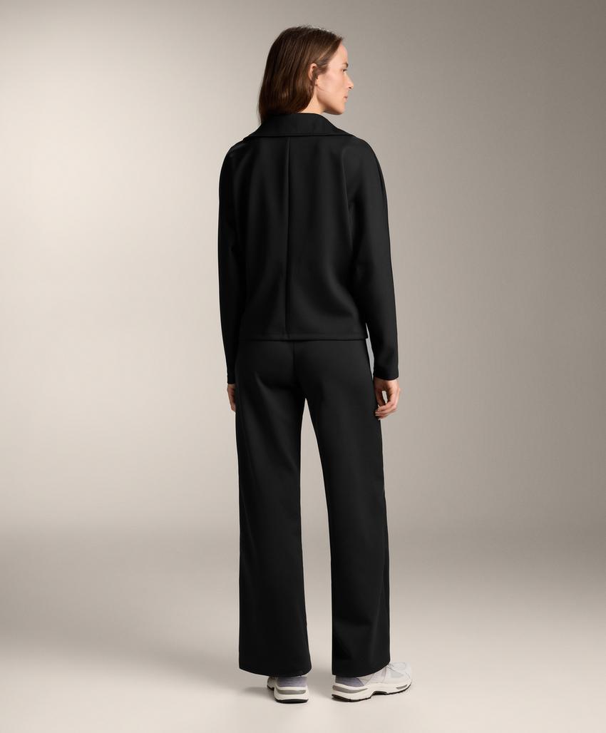 Брюки с высокой талией и полной длиной в эффекте неопрена с молнией