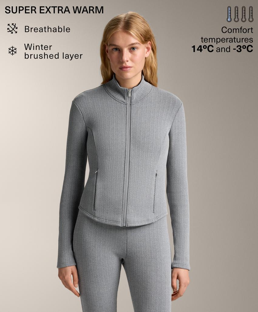 Теплая длинная техническая куртка super extra warm с плетёным узором