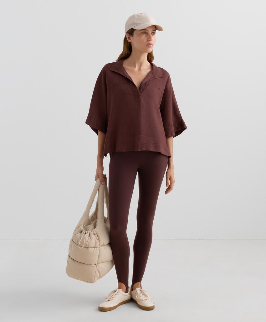 Широкая рубашка из 100% льна с короткими рукавами