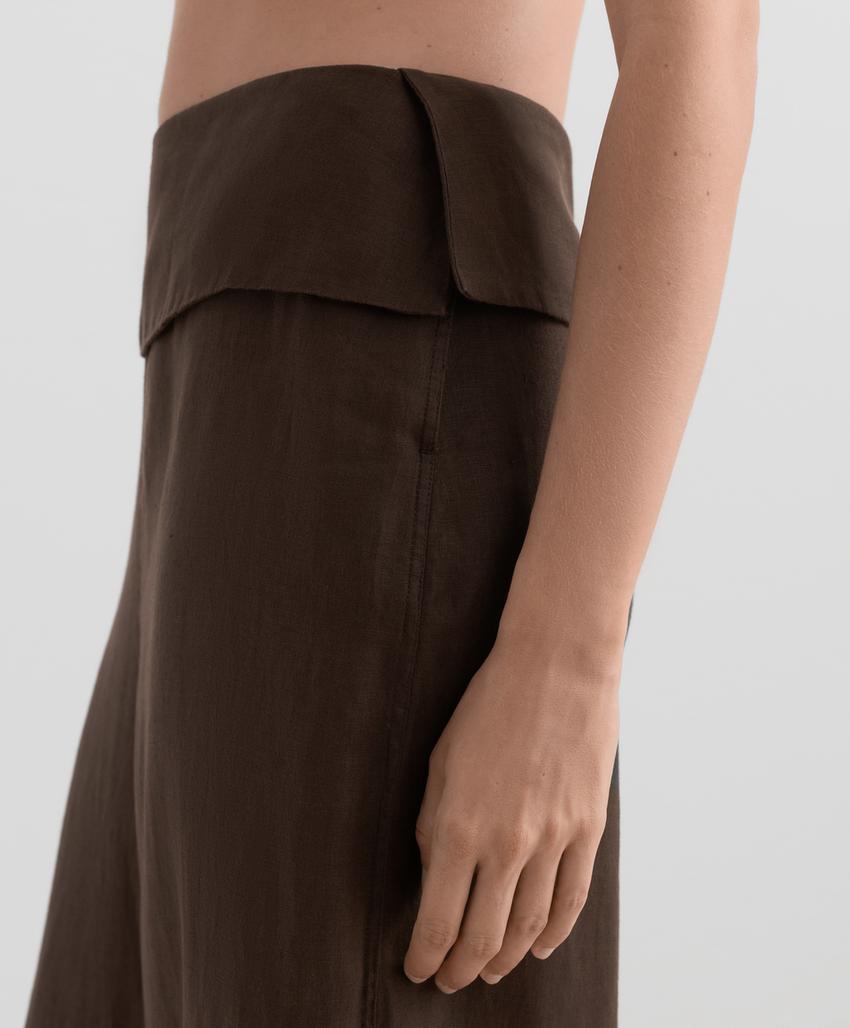 Прямые льняные брюки с завышенной талией из 100% льна