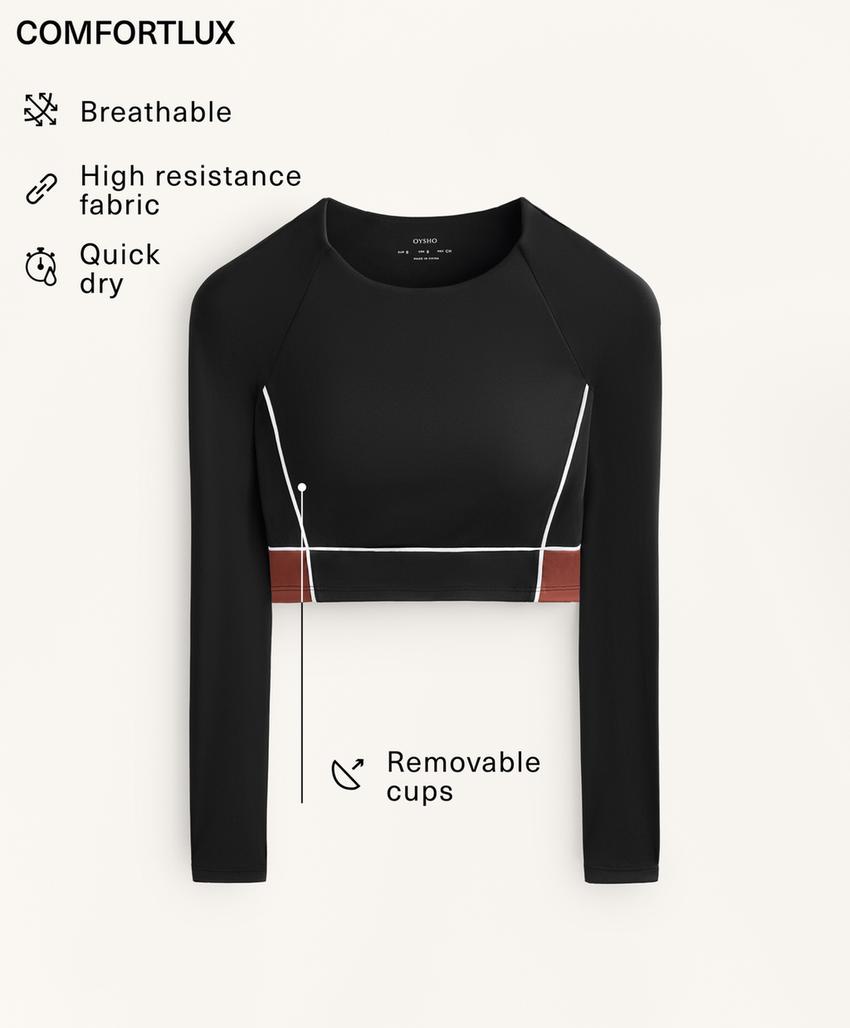 Топ с длинным рукавом и блочными вставками comfortlux