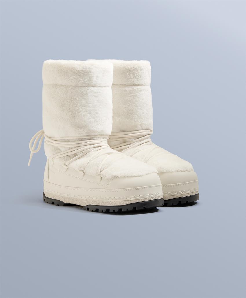 Ботинки из технического искусственного меха с шнуровкой