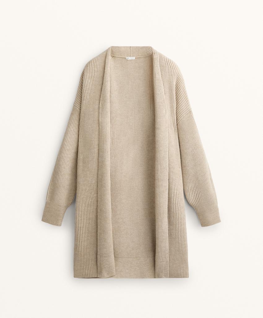 Длинный кардиган из ребристого трикотажа