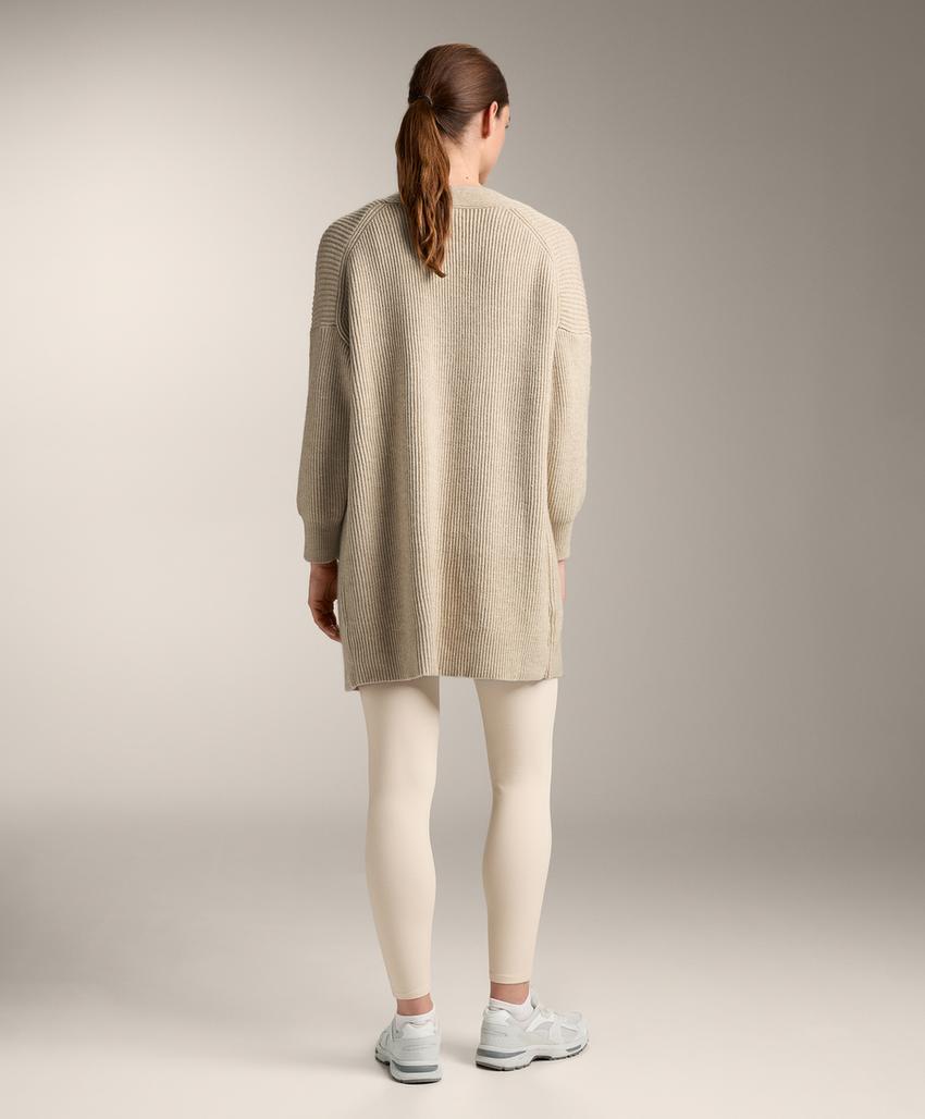 Длинный кардиган из ребристого трикотажа