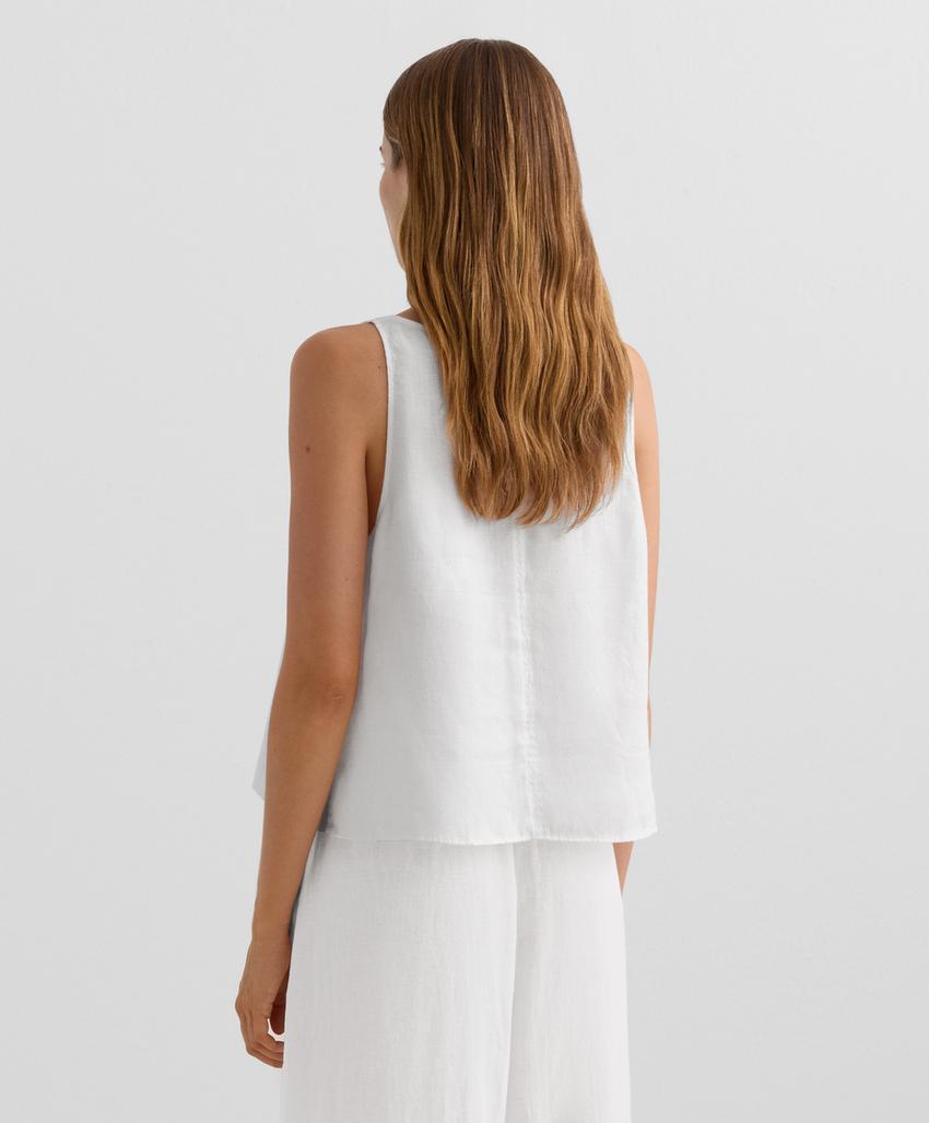 Топ с v-образным вырезом и бретелью из 100% льна