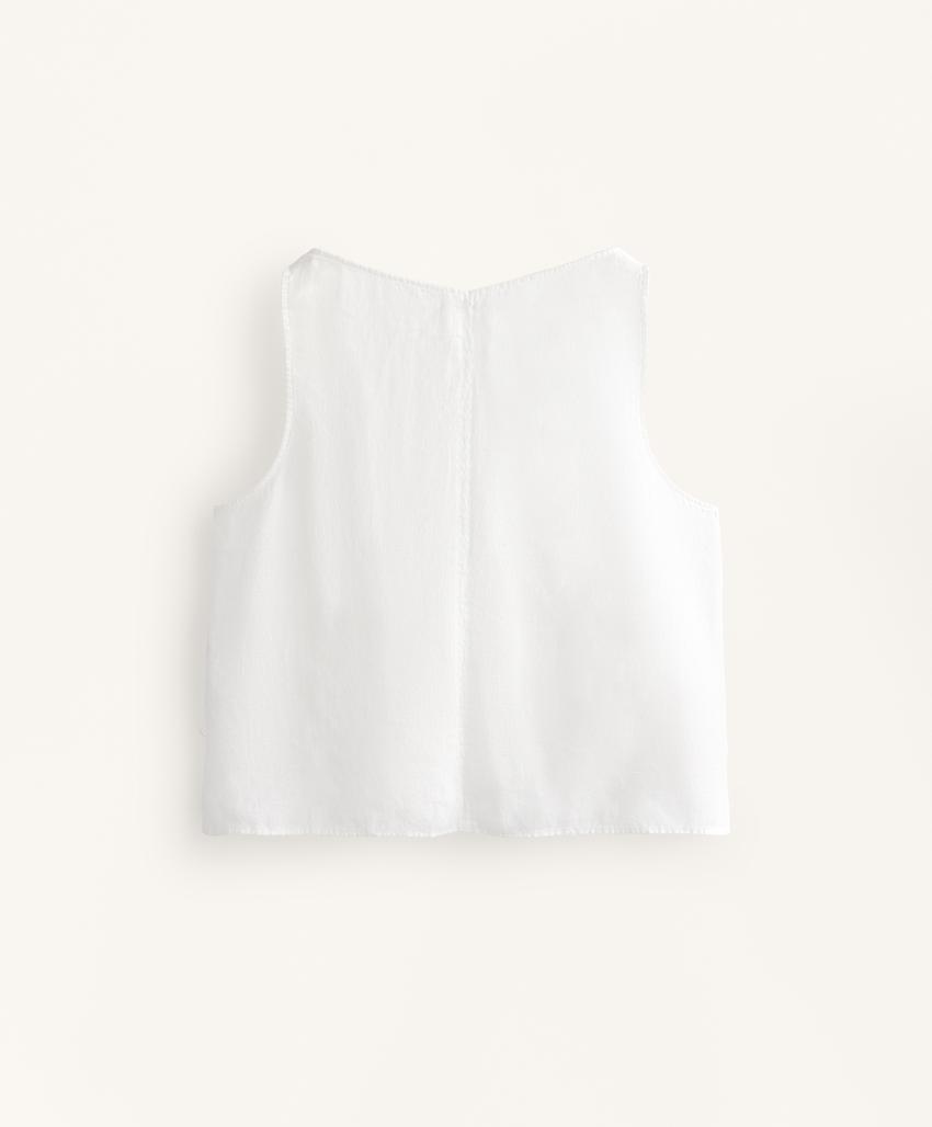 Топ с v-образным вырезом и бретелью из 100% льна