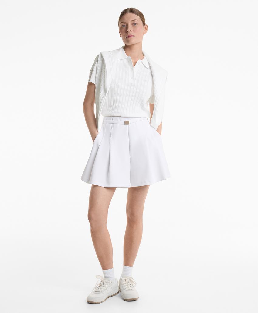 Поло с коротким рукавом из пробивного вязаного полотна