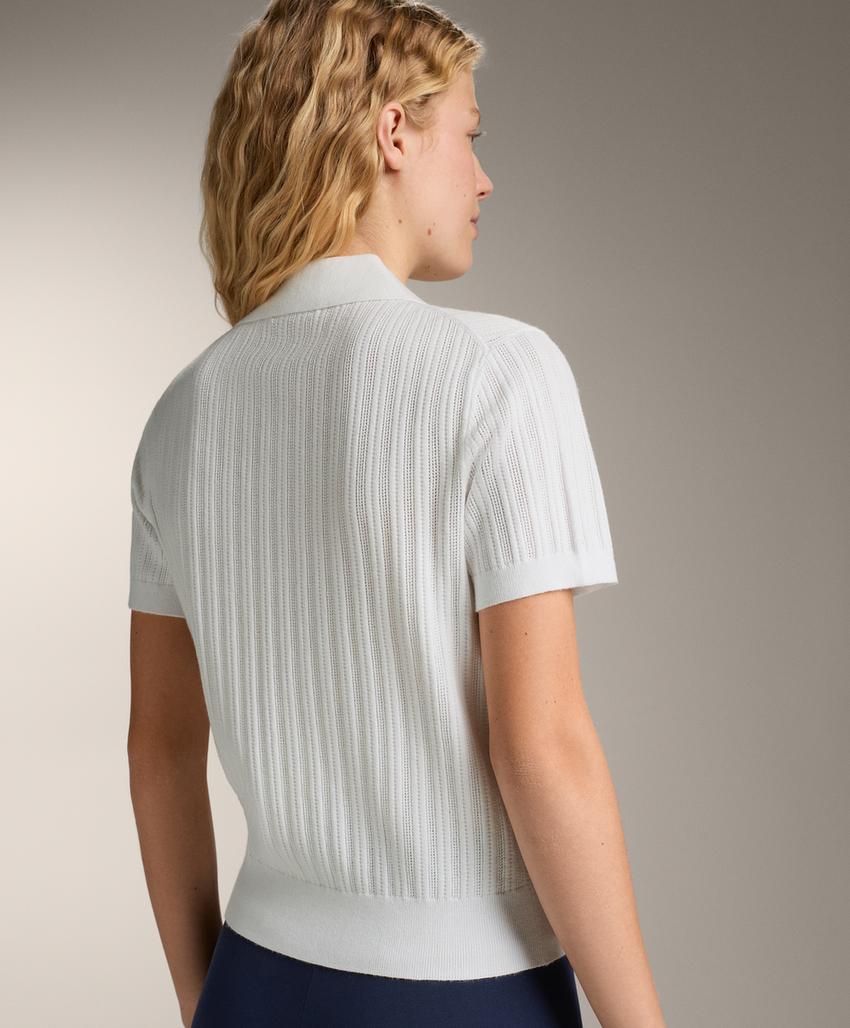 Поло с коротким рукавом из пробивного вязаного полотна