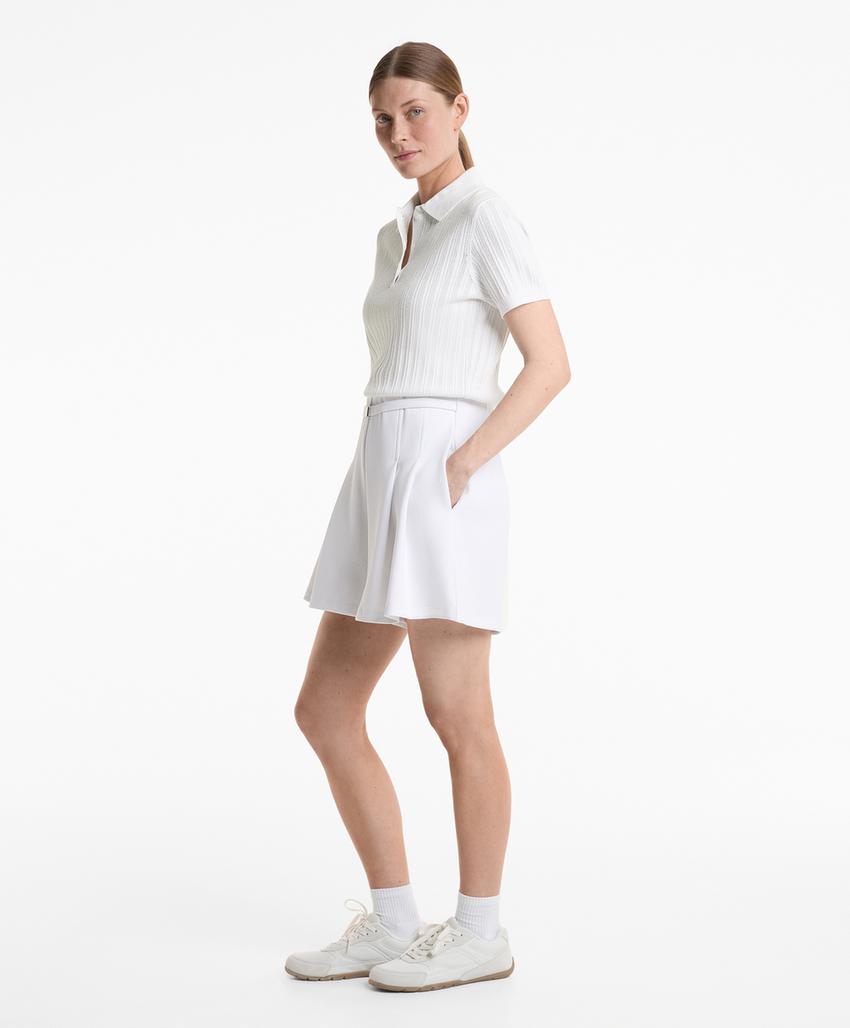 Поло с коротким рукавом из пробивного вязаного полотна