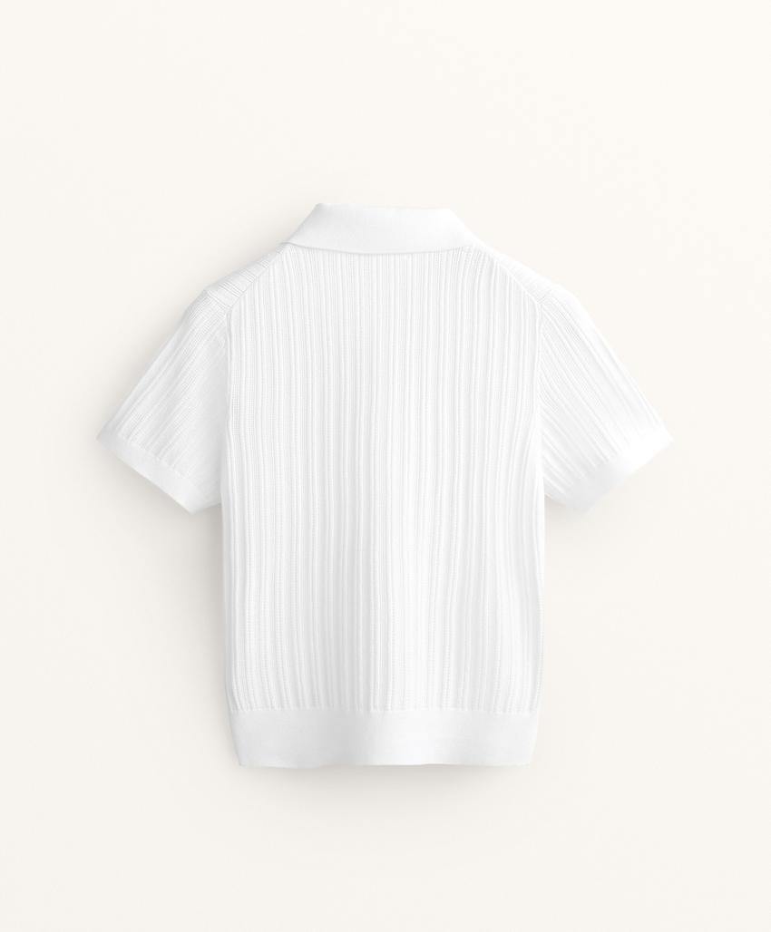 Поло с коротким рукавом из пробивного вязаного полотна