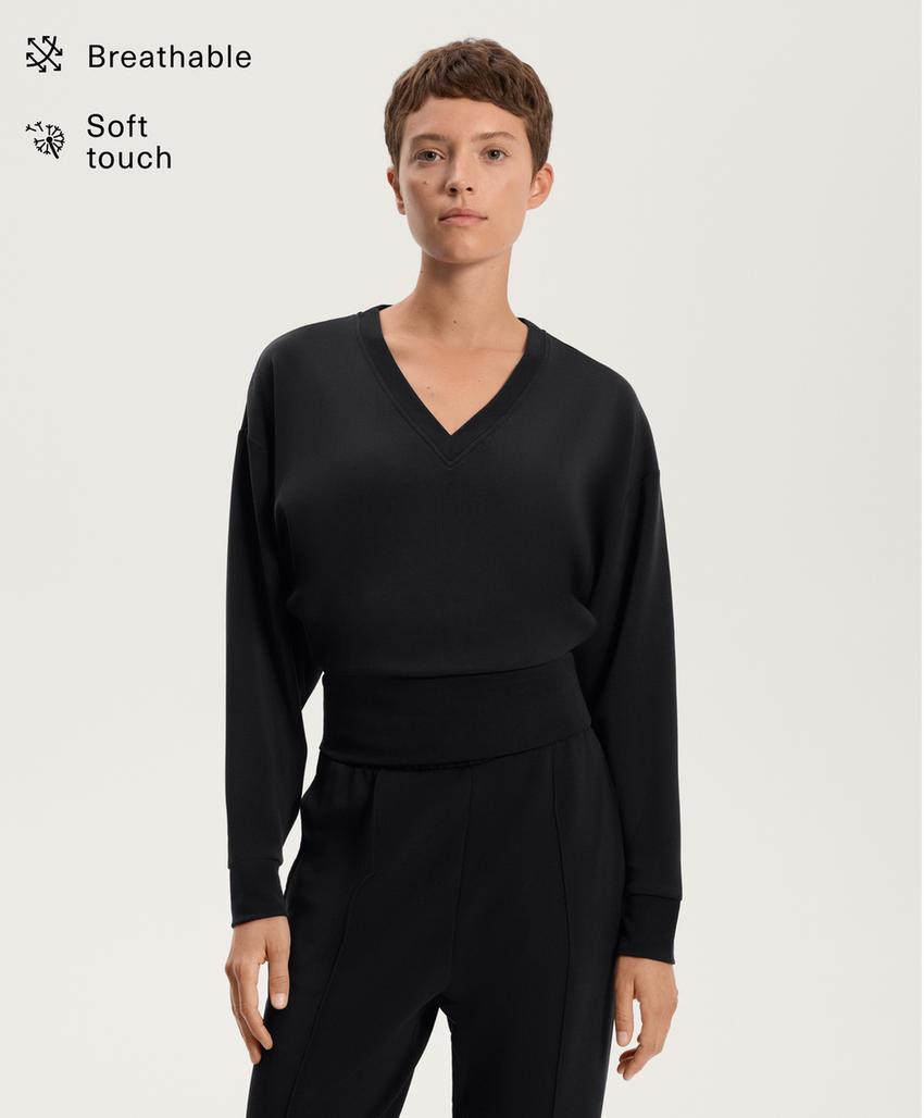 Свитшот с v-образным вырезом и приталенной талией из мягкого модала