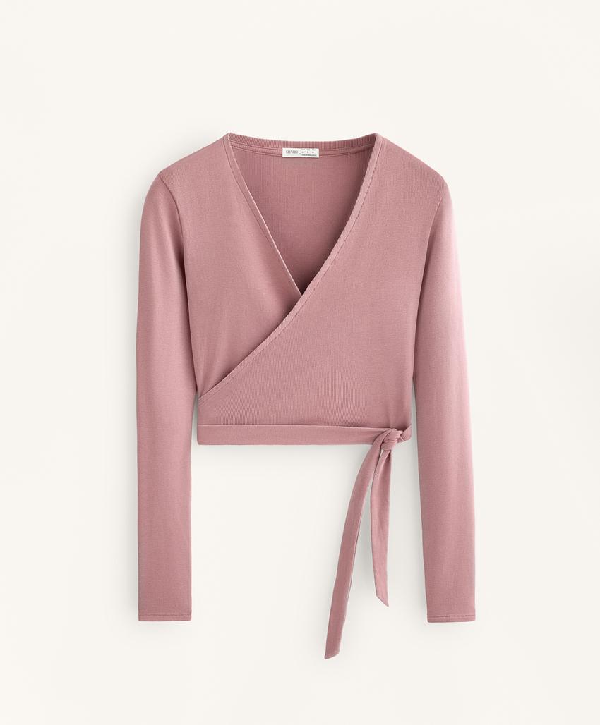 Топ из смесового хлопка со скругленной оборкой