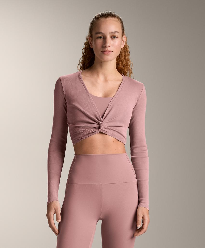 Топ из смесового хлопка со скругленной оборкой