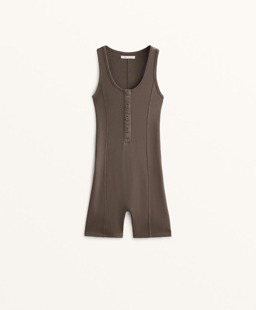 Комбинезон из хлопково-вискозного тяжелого ребристого трикотажа