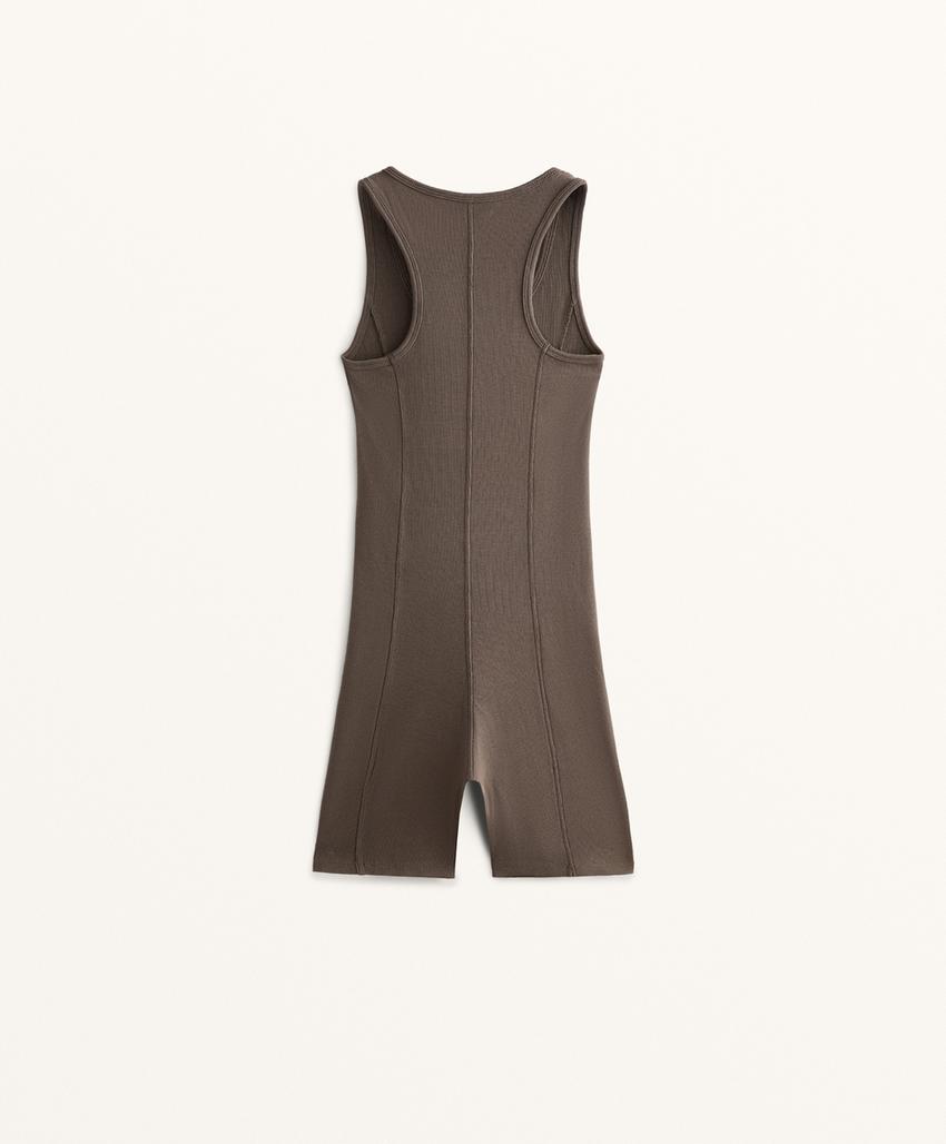 Комбинезон из хлопково-вискозного тяжелого ребристого трикотажа