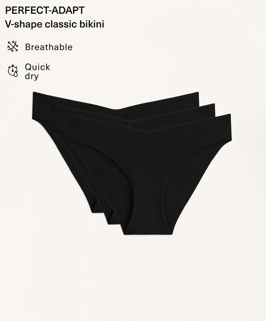 3 невидимых бикини-трусиков классического v-образного выреза из полиамидного микса