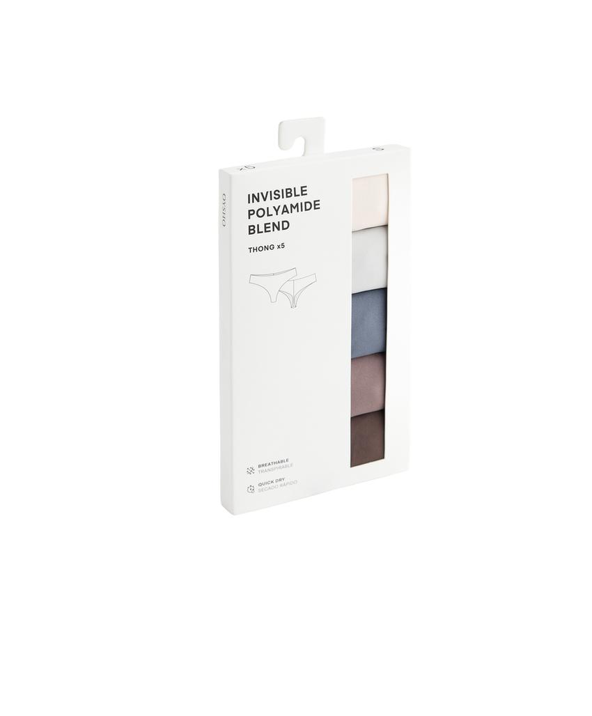 5 трусиков-тонгов из полиамидного микса с лазерной порезкой