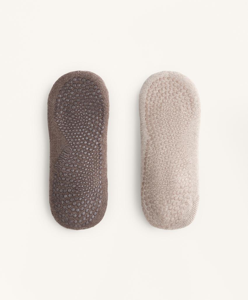 2 пары носков для йоги и пилатеса из хлопкового смесового материала с подушечками и перекрещивающимися ремешками