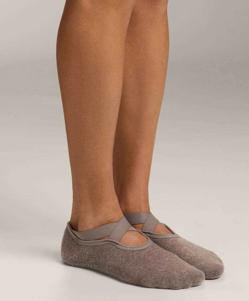 2 пары носков для йоги и пилатеса из хлопкового смесового материала с подушечками и перекрещивающимися ремешками