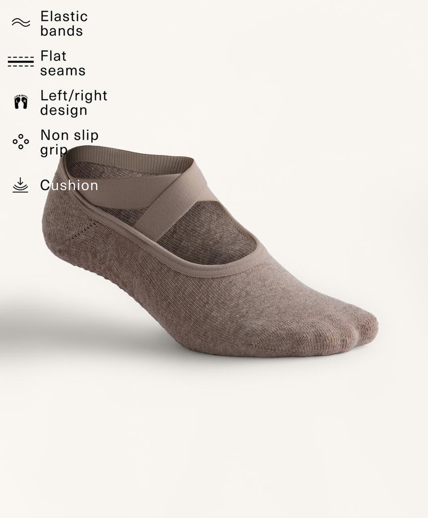 2 пары носков для йоги и пилатеса из хлопкового смесового материала с подушечками и перекрещивающимися ремешками