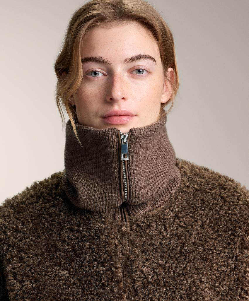 Текстурированная куртка из меха медведицы