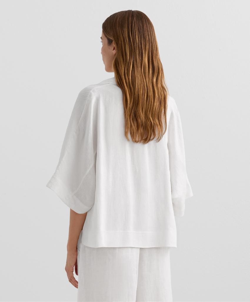 Рубашка оверсайз из 100%-го льна с короткими рукавами