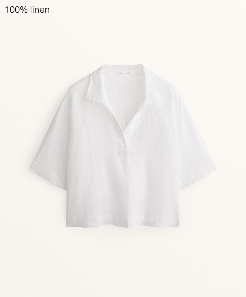 Рубашка оверсайз из 100%-го льна с короткими рукавами
