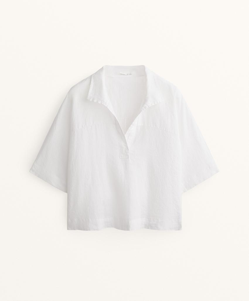Рубашка оверсайз из 100%-го льна с короткими рукавами