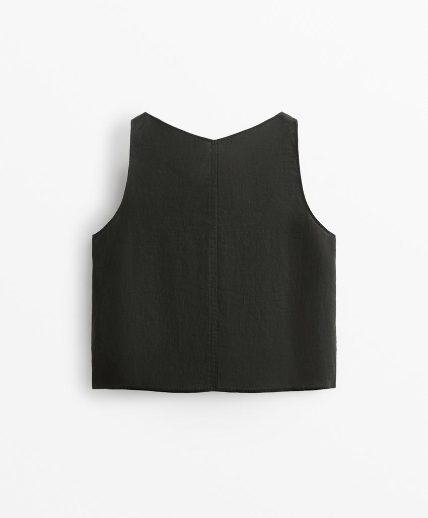 Top с V-образным вырезом, 100% лен