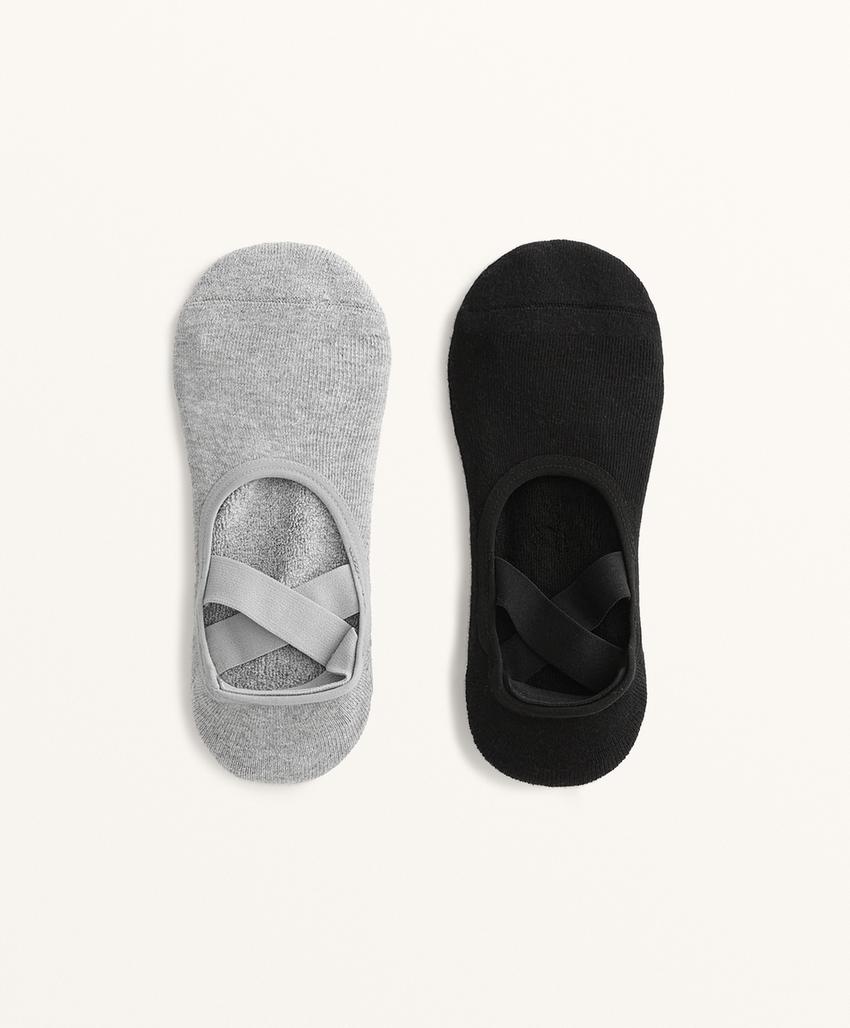 2 пары носков из смесового хлопка с лентами для йоги и пилатеса