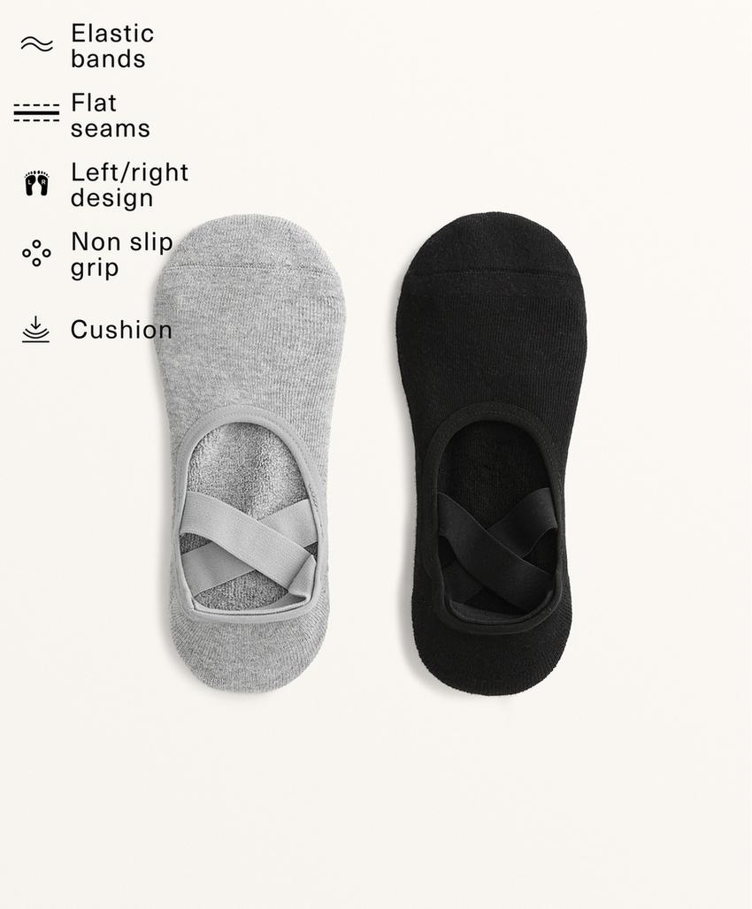 2 пары носков из смесового хлопка с лентами для йоги и пилатеса