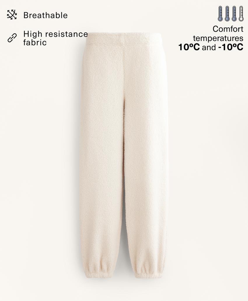 Lightweight faux-shearling jogging trousers