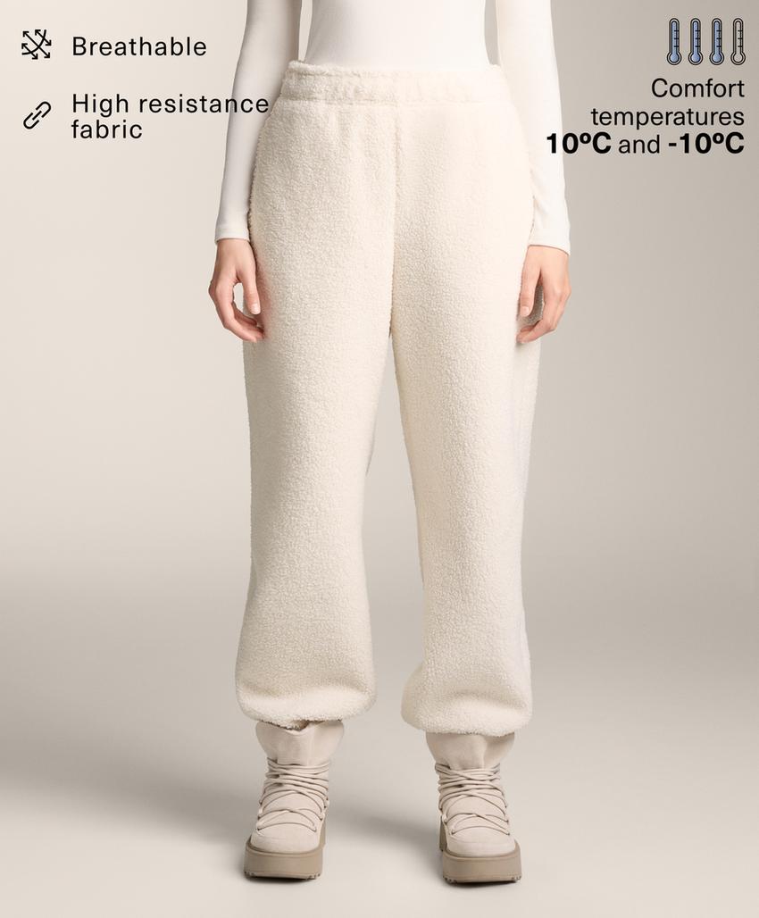 Lightweight faux-shearling jogging trousers