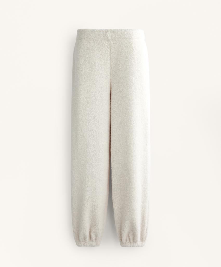 Lightweight faux-shearling jogging trousers