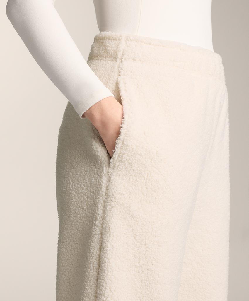 Lightweight faux-shearling jogging trousers