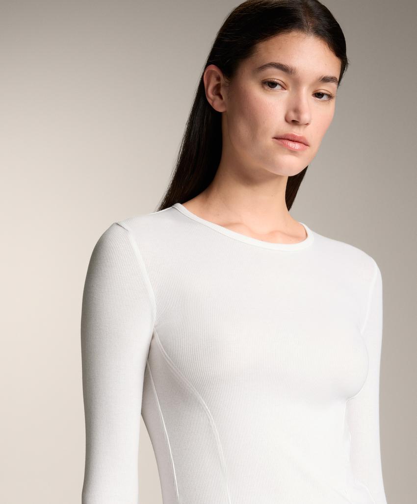 Футболка в рубчик с длинными рукавами из хлопка и модала